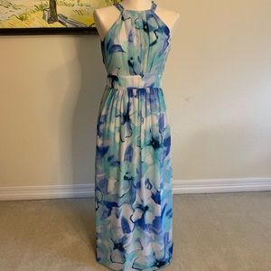 Nine West Floor Length Floral Halter Dress